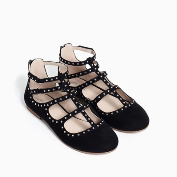 Zara Shoes Zara Girls Studded Ballerina Black Nwt Poshmark
